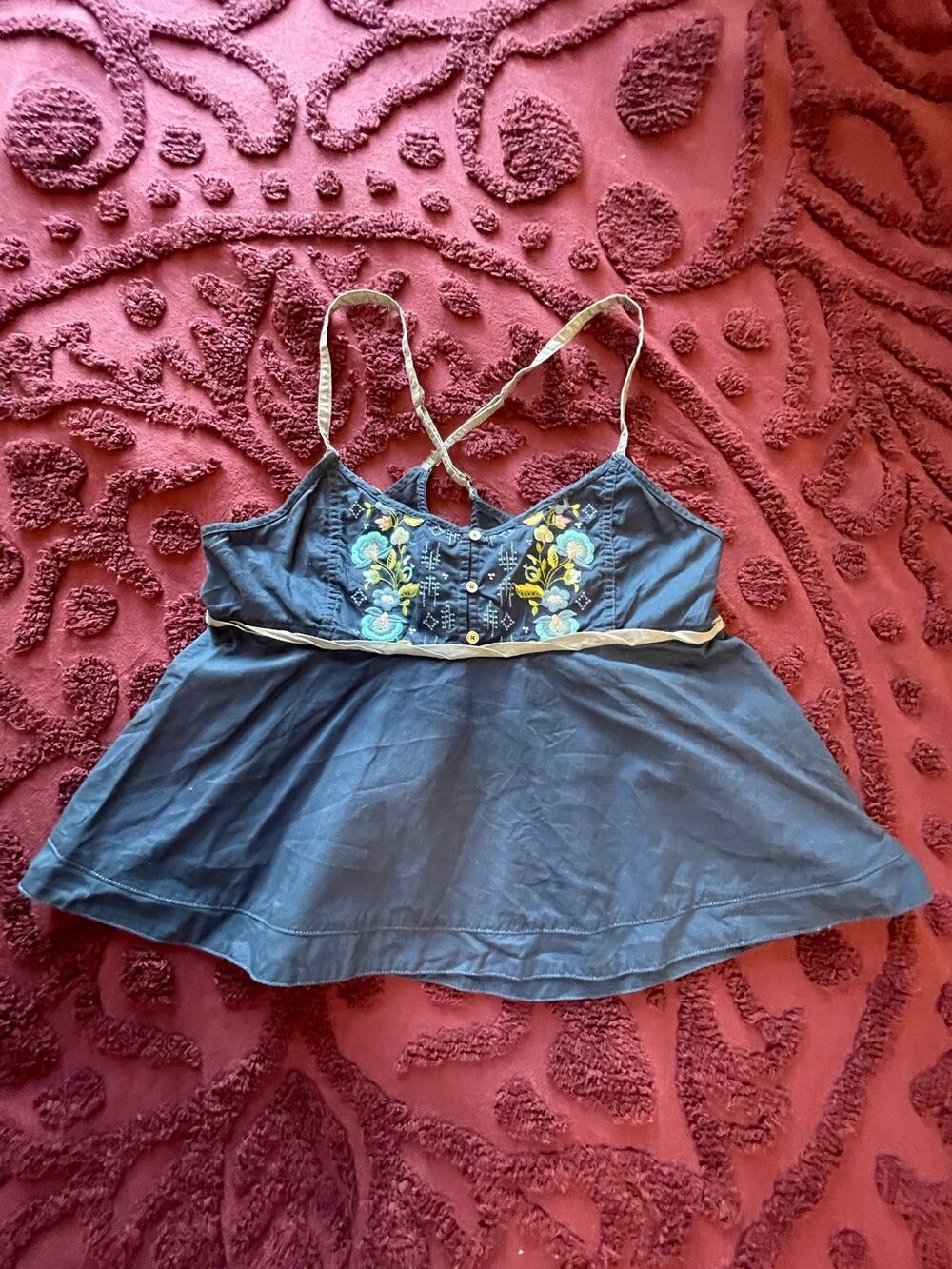vintage abercrombie and fitch embroidered cami